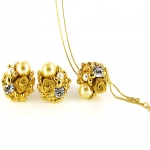 Earring & Necklace Pearl Jewellery Set (Gold)