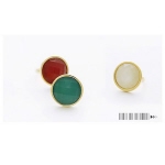 深紅色圓形樹脂寶石韓國款式戒指(9045-3)