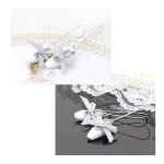 白色閃鑽鞋子銀色絲帶蝴蝶結韓國款式耳環（7079-1）