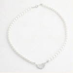 滿鑽桃心珍珠項鏈韓國款式項鏈(5142-2)