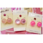 可愛透明粉紅色糖果小球韓國款式耳環