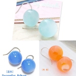 李多海可愛透明水藍色小球韓國款式耳環