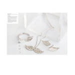 銀色光面羽毛天使翅膀韓國款式項鏈(5350-5)