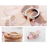 粉紅色小水晶天使光面翅膀開口戒指韓國款式戒指(1091)
