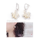 金銀雙色雙層蝴蝶韓國款式耳環(0054)