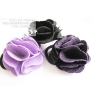 淺紫色多彩布藝玫瑰頭花（可當胸針佩帶）